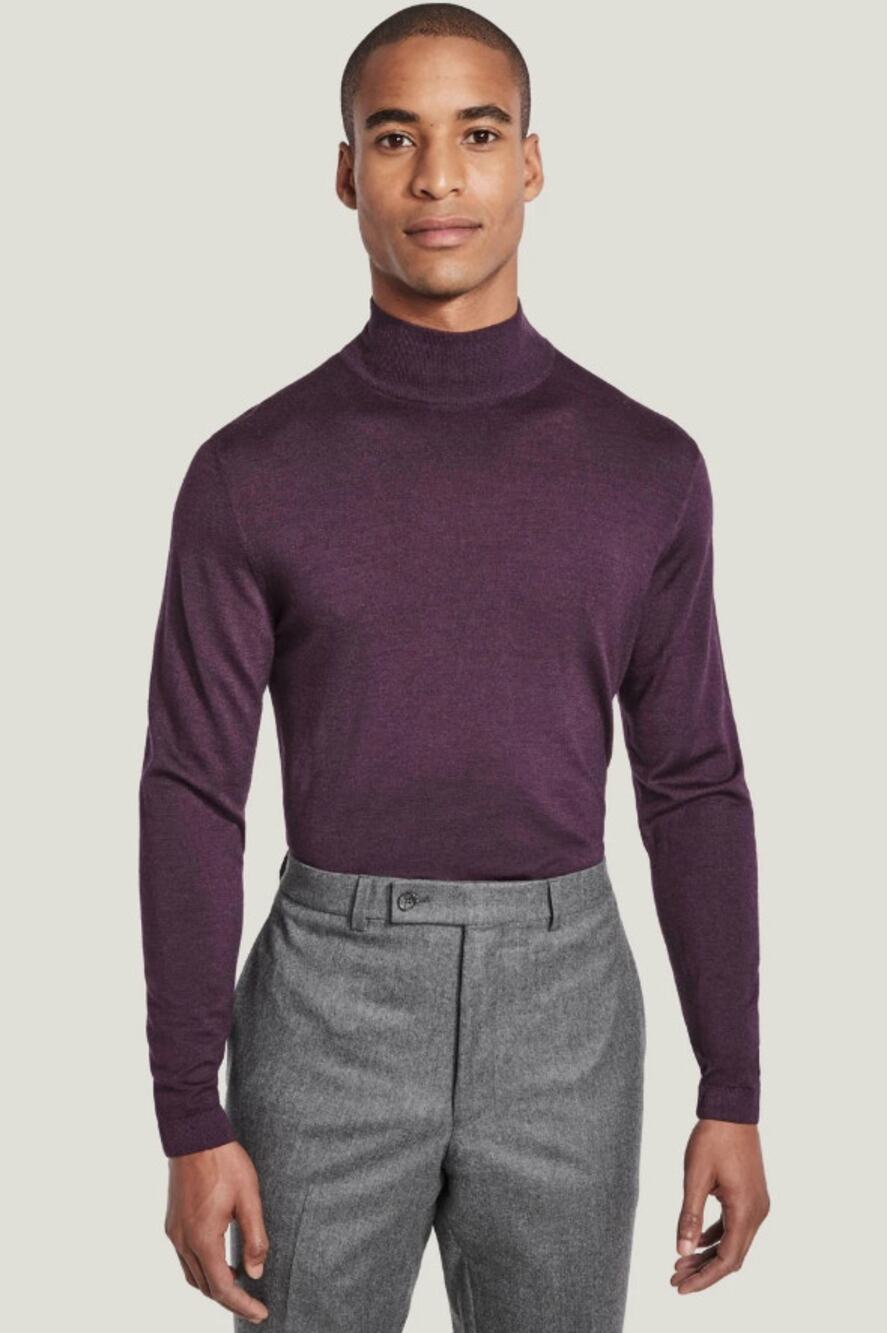 JACK VICTOR Mens Beaudry Sweater XL Plum Purple Wool Silk Cashmere Mock Neck NWT